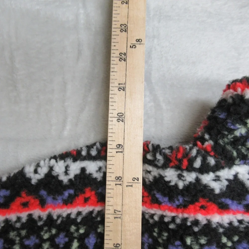 DSG Aztec Jacket Girls Medium Black Cozy Fleece Full Zip Funky Fair Isle $55 NEW